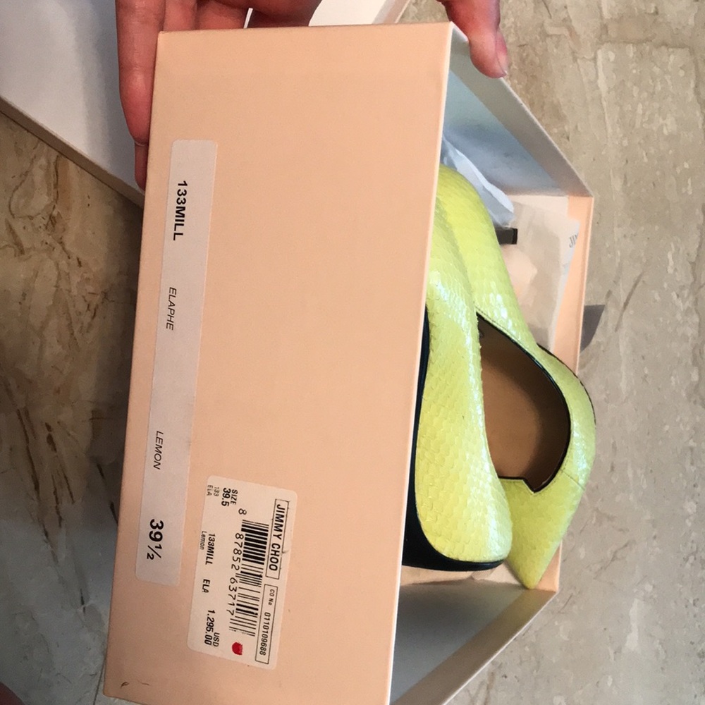 Jimmy Choo Elaphe Size 39 1/2 Color Lemon - image 5